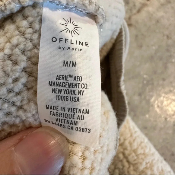 Aerie Offline Sherpa Cream Drawstring Sweat Pants Size Medium - Picture 9 of 12